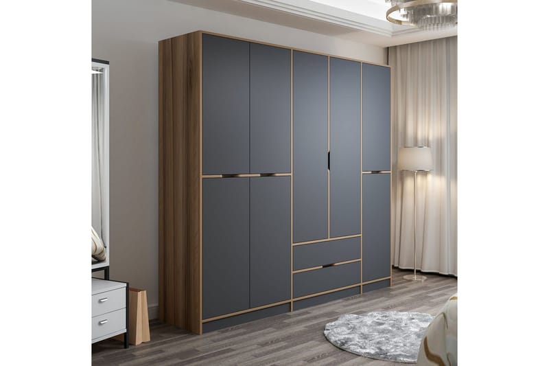 Munna Vaatekaappi 232x208 cm - Antrasiitti - Säilytys - Vaatesäilytys - Vaatekaappi