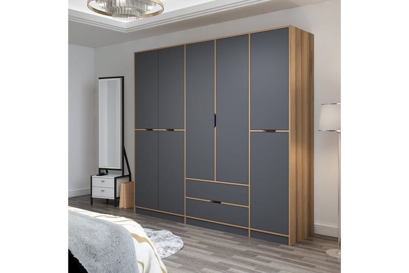 Munna Vaatekaappi 232x208 cm - Antrasiitti - Säilytys - Vaatesäilytys - Vaatekaappi