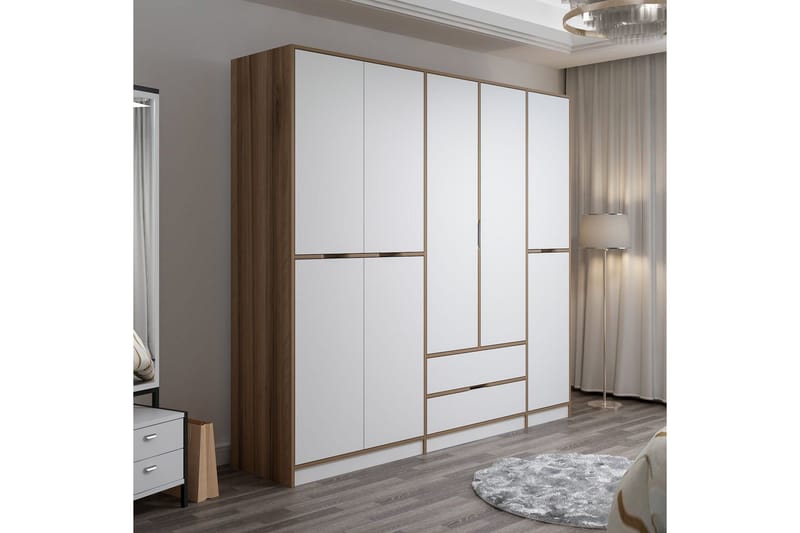 Munna Vaatekaappi 232x208 cm - Valkoinen - Säilytys - Vaatesäilytys - Vaatekaappi