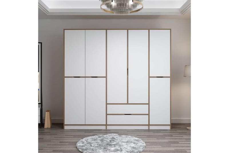 Munna Vaatekaappi 232x208 cm - Valkoinen - Säilytys - Vaatesäilytys - Vaatekaappi