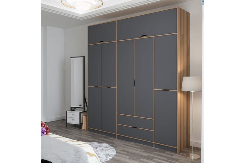 Munna Vaatekaappi 232x253 cm - Antrasiitti - Säilytys - Vaatesäilytys - Vaatekaappi