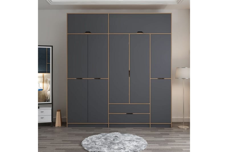 Munna Vaatekaappi 232x253 cm - Antrasiitti - Säilytys - Vaatesäilytys - Vaatekaappi