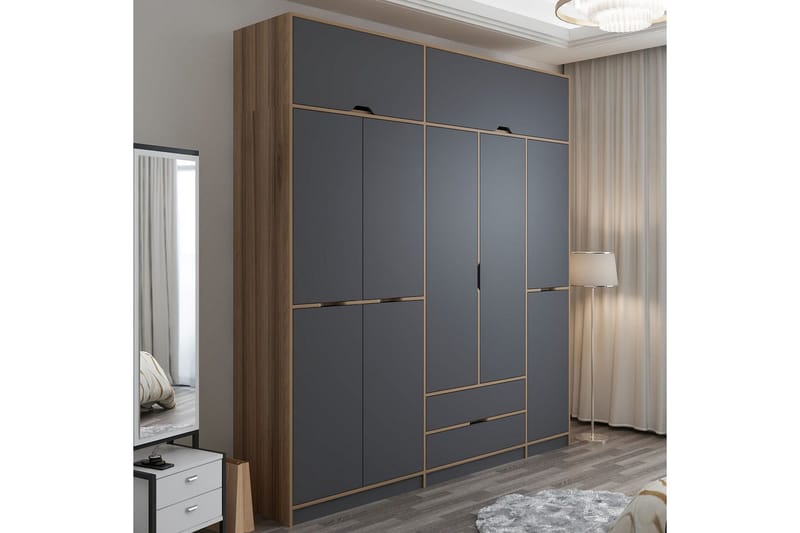 Munna Vaatekaappi 232x253 cm - Antrasiitti - Säilytys - Vaatesäilytys - Vaatekaappi