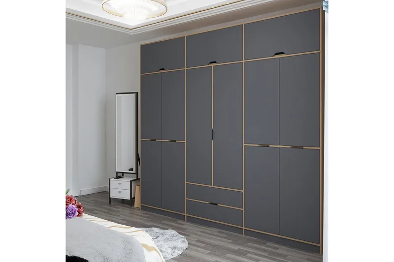 Munna Vaatekaappi 277x253 cm - Antrasiitti - Säilytys - Vaatesäilytys - Vaatekaappi