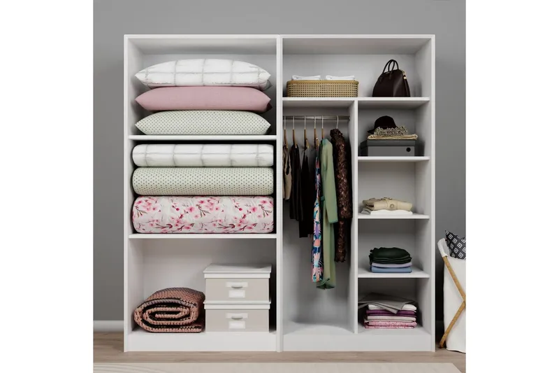 Nagouri Vaatekaappi 188x190 cm - Valkoinen - Säilytys - Vaatesäilytys - Vaatekaappi