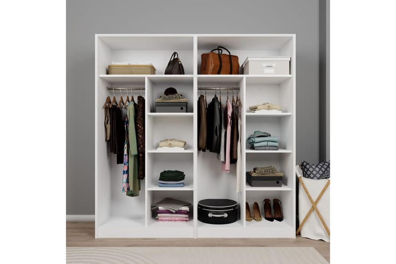 Nagouri Vaatekaappi 188x190 cm - Valkoinen - Säilytys - Vaatesäilytys - Vaatekaappi