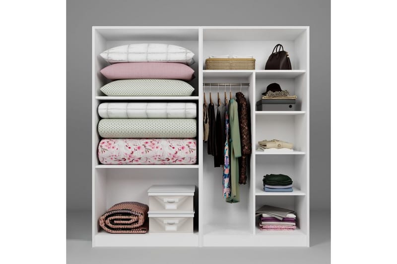 Nagouri Vaatekaappi 188x190 cm - Valkoinen - Säilytys - Vaatesäilytys - Vaatekaappi