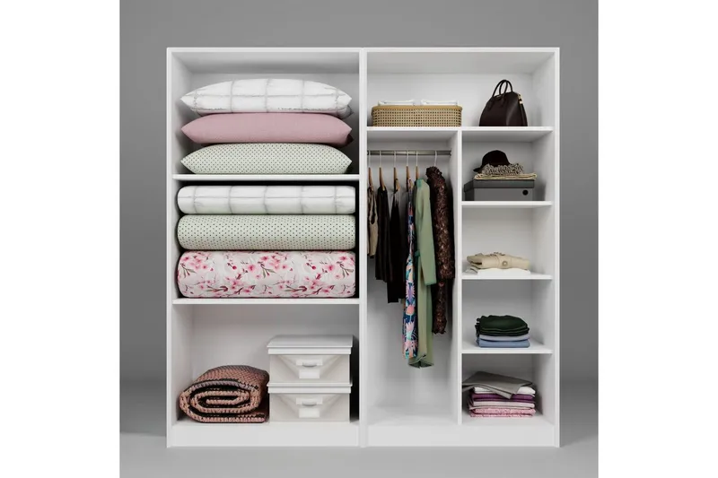 Nagouri Vaatekaappi 188x190 cm - Valkoinen - Säilytys - Vaatesäilytys - Vaatekaappi