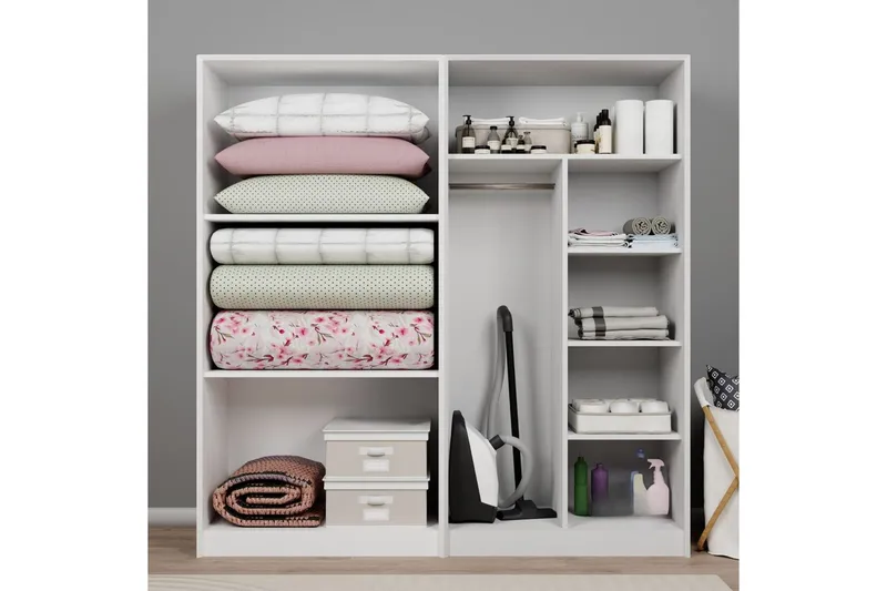 Nagouri Vaatekaappi 188x190 cm - Valkoinen - Säilytys - Vaatesäilytys - Vaatekaappi