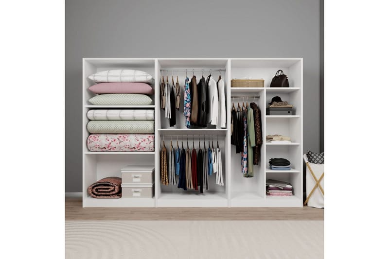 Nagouri Vaatekaappi 280x190 cm - Valkoinen - Säilytys - Vaatesäilytys - Vaatekaappi