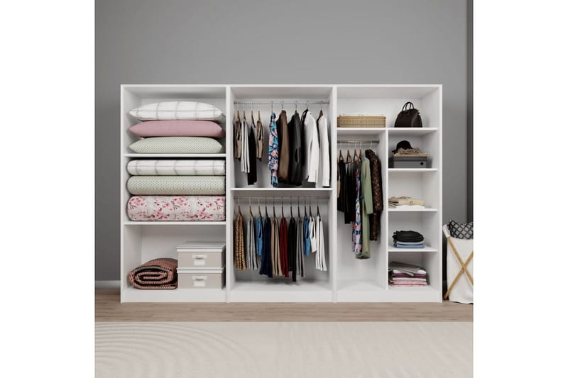 Nagouri Vaatekaappi 280x190 cm - Valkoinen - Säilytys - Vaatesäilytys - Vaatekaappi