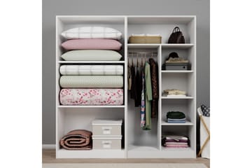 Nagouri vaatekaappi laatikoilla 188x190 cm puuta - Valkoinen - Säilytys - Vaatesäilytys - Vaatekaappi