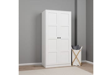 Nagouri vaatekaappi laatikoilla 94x190 cm puuta - Valkoinen - Säilytys - Vaatesäilytys - Vaatekaappi