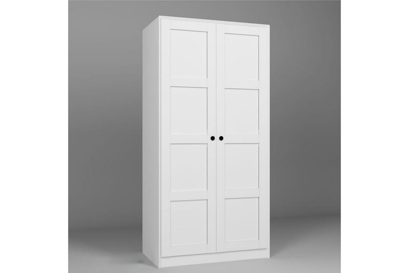 Nagouri vaatekaappi laatikoilla 94x190 cm puuta - Valkoinen - Säilytys - Vaatesäilytys - Vaatekaappi