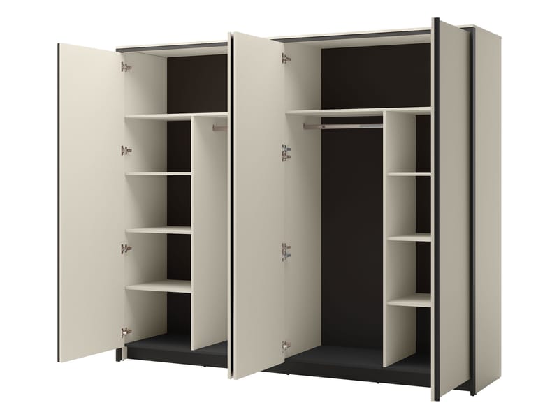 Navron Vaatekaappi peilillä 251x215 cm - Beige - Säilytys - Vaatesäilytys - Vaatekaappi