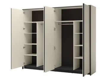 Navron Vaatekaappi peilillä 251x215 cm - Beige - Säilytys - Vaatesäilytys - Vaatekaappi
