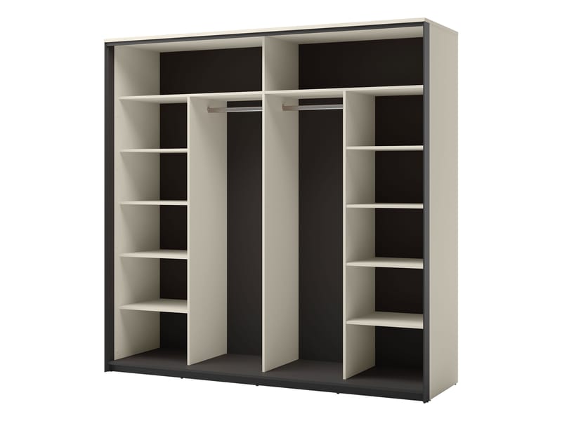 Navron Vaatekaappi peilillä 220x221 cm - Beige - Säilytys - Vaatesäilytys - Vaatekaappi
