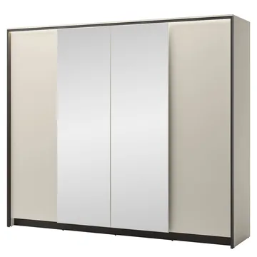 Navron Vaatekaappi peilillä 251x215 cm - Beige - Säilytys - Vaatesäilytys - Vaatekaappi