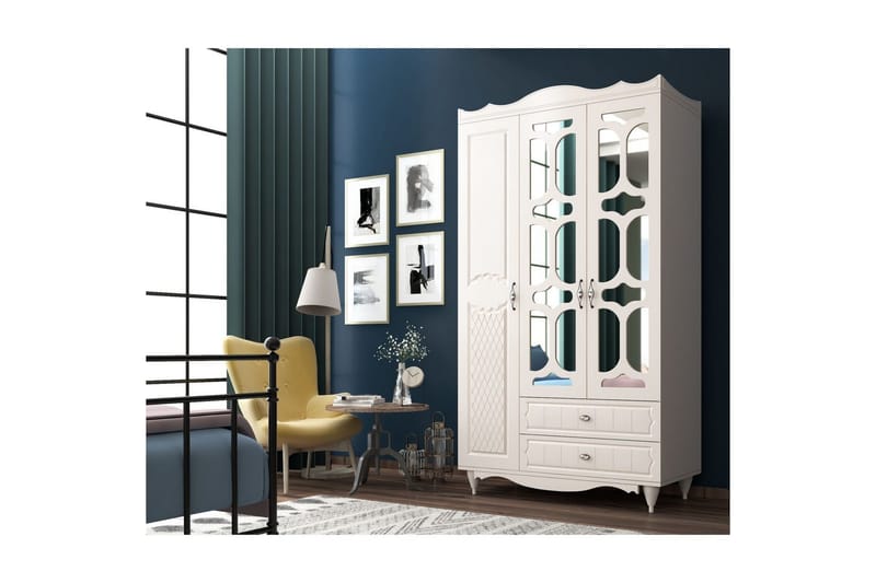 Noric Vaatekaappi 105x190 cm - Matta Valkoinen - Säilytys - Vaatesäilytys - Vaatekaappi