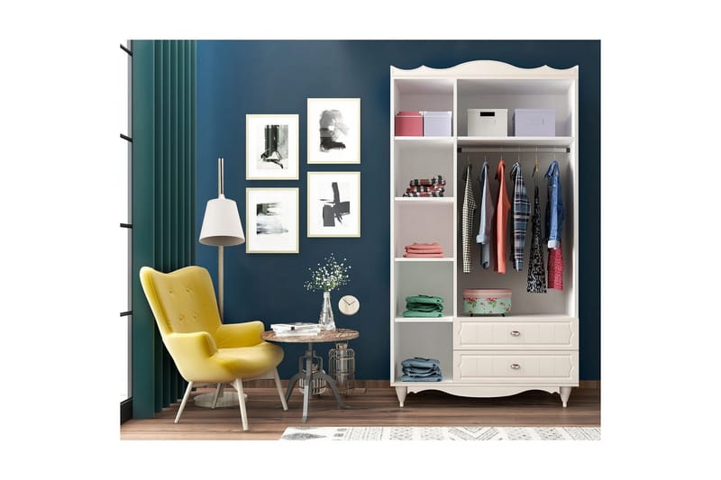 Noric Vaatekaappi 105x190 cm - Matta Valkoinen - Säilytys - Vaatesäilytys - Vaatekaappi