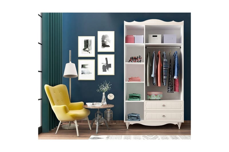 Noric Vaatekaappi 105x190 cm - Matta Valkoinen - Säilytys - Vaatesäilytys - Vaatekaappi