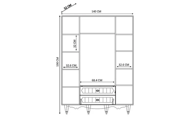 Noric Vaatekaappi 140x190 cm - Matta Valkoinen - Säilytys - Vaatesäilytys - Vaatekaappi