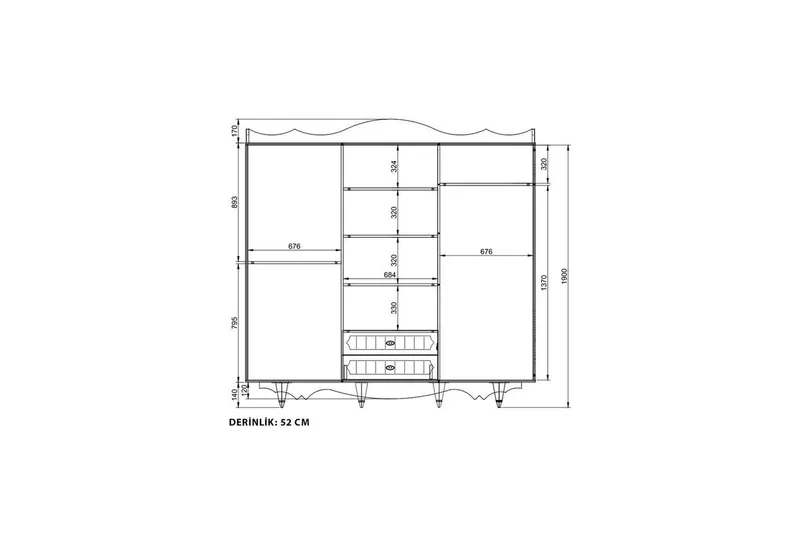 Noric Vaatekaappi 210x190 cm - Matta Valkoinen - Säilytys - Vaatesäilytys - Vaatekaappi