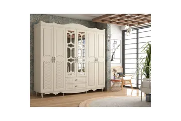 Noric Vaatekaappi 210x190 cm - Matta Valkoinen - Säilytys - Vaatesäilytys - Vaatekaappi