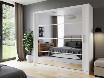 Norrebon Vaatekaappi peilillä 203x215 cm - valkoinen - Säilytys - Vaatesäilytys - Vaatekaappi
