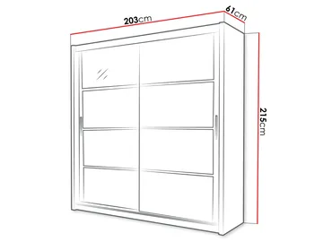 Norrebon Vaatekaappi peilillä 203x215 cm - valkoinen - Säilytys - Vaatesäilytys - Vaatekaappi