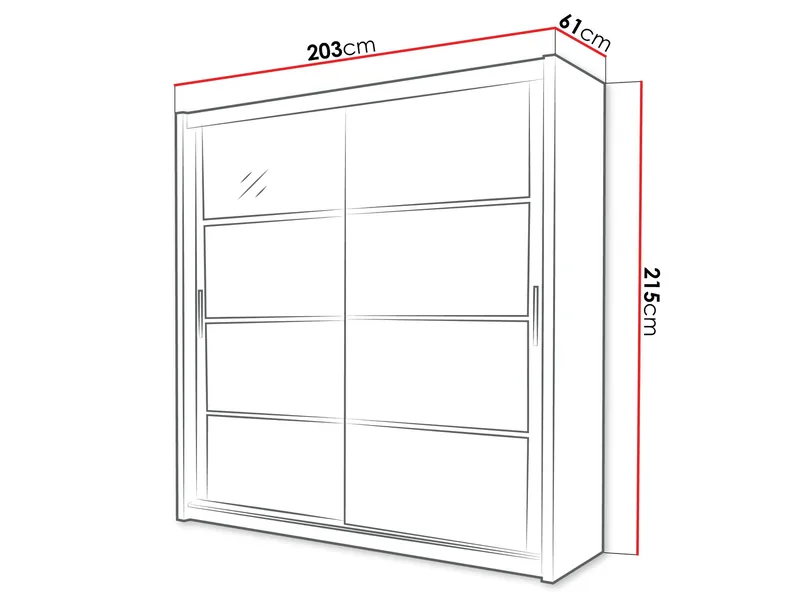 Norrebon Vaatekaappi peilillä 203x215 cm - valkoinen - Säilytys - Vaatesäilytys - Vaatekaappi