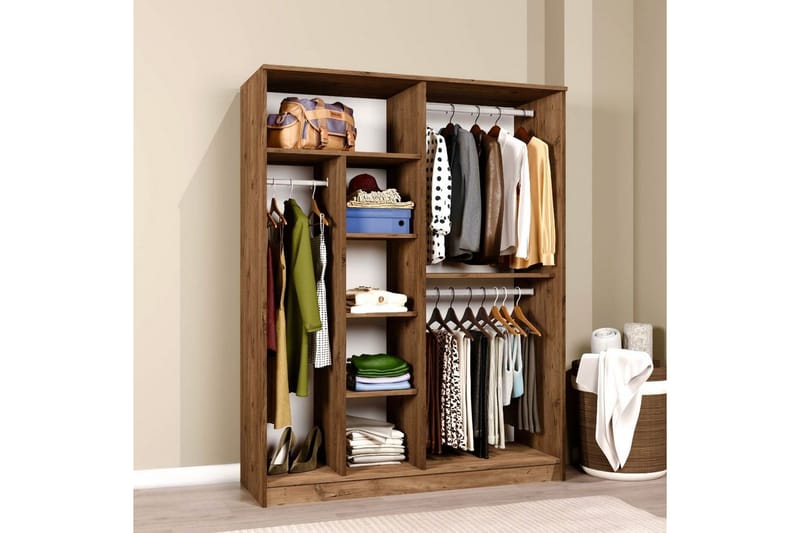 Olera Vaatekaappi 140x180 cm - Luonnollinen - Säilytys - Vaatesäilytys - Vaatekaappi