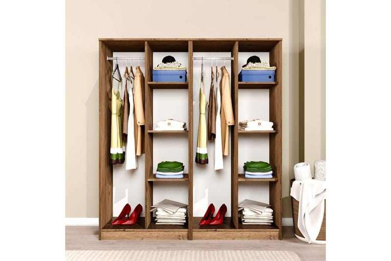 Olera Vaatekaappi 160x180 cm - Luonnollinen - Säilytys - Vaatesäilytys - Vaatekaappi