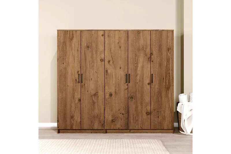 Olera Vaatekaappi 200x180 cm - Luonnollinen - Säilytys - Vaatesäilytys - Vaatekaappi