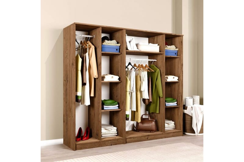 Olera Vaatekaappi 200x180 cm - Luonnollinen - Säilytys - Vaatesäilytys - Vaatekaappi