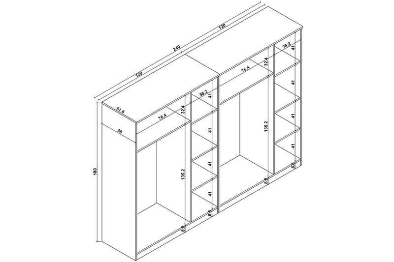 Olera Vaatekaappi 240x180 cm - Valkoinen - Säilytys - Vaatesäilytys - Vaatekaappi