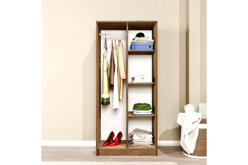 Olera Vaatekaappisskåp 80x180 cm - Luonnollinen - Säilytys - Vaatesäilytys - Vaatekaappi