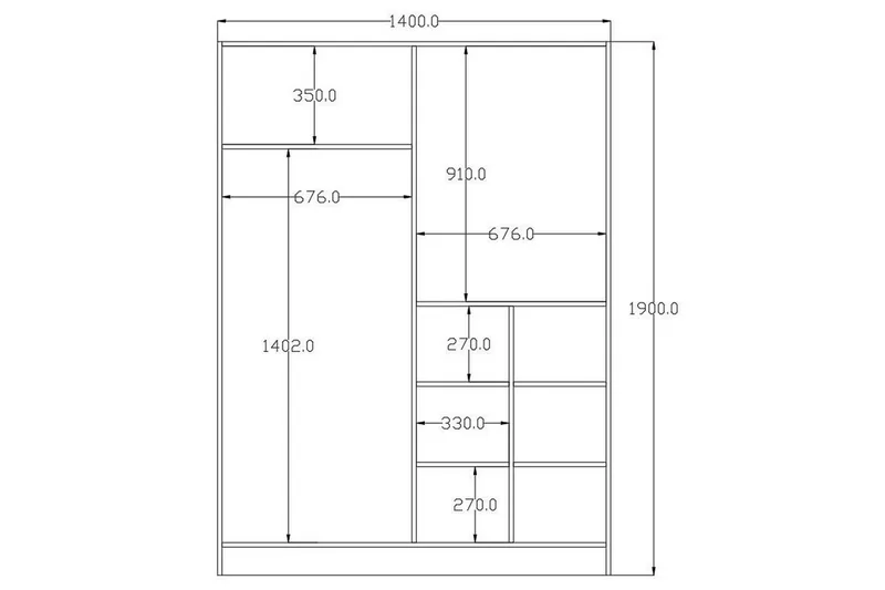 Olyven Vaatekaappi 140x190 cm - Matta Valkoinen - Säilytys - Vaatesäilytys - Vaatekaappi