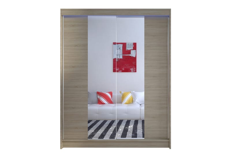 Pickering Kaappi Peilillä 150x200 cm - Beige - Säilytys - Vaatesäilytys - Vaatekaappi