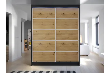 Pickering Vaatekaappi 150x200 cm - Musta/Ruskea - Säilytys - Vaatesäilytys - Vaatekaappi