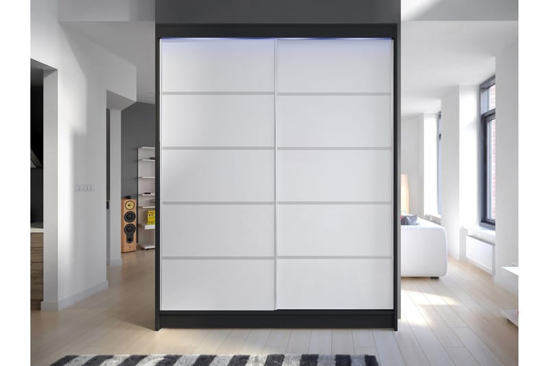 Pickering Vaatekaappi 150x200 cm - Mustavalkoinen - Säilytys - Vaatesäilytys - Vaatekaappi