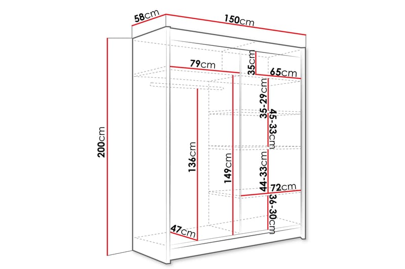Pickering Vaatekaappi 150x200 cm - Valkoinen/Ruskea - Säilytys - Vaatesäilytys - Vaatekaappi