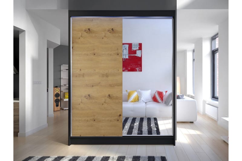 Pickering Vaatekaappi Peilillä 150x200 cm - Musta/Ruskea - Säilytys - Vaatesäilytys - Vaatekaappi