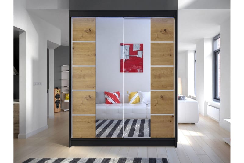 Pickering Vaatekaappi Peilillä 150x200 cm - Harmaa - Säilytys - Vaatesäilytys - Vaatekaappi