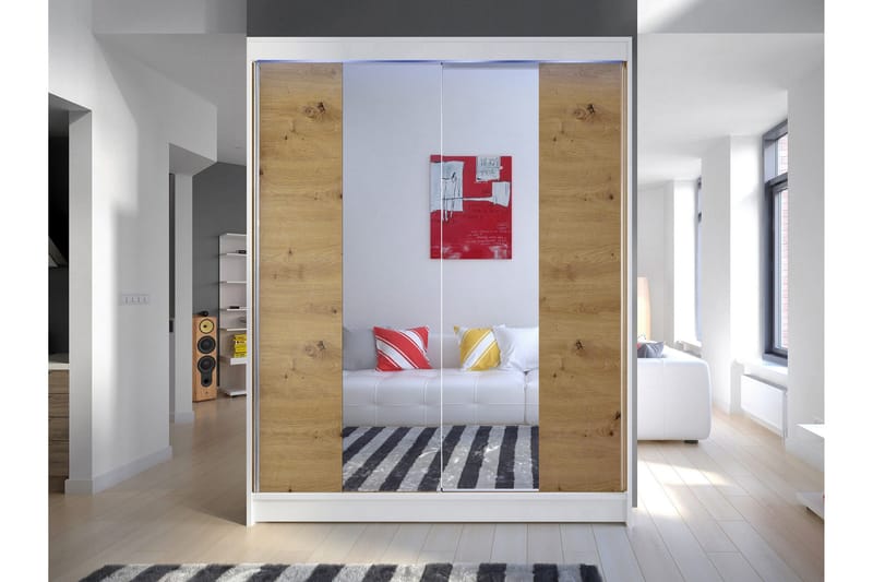 Pickering Vaatekaappi Peilillä 150x200 cm - Musta - Säilytys - Vaatesäilytys - Vaatekaappi