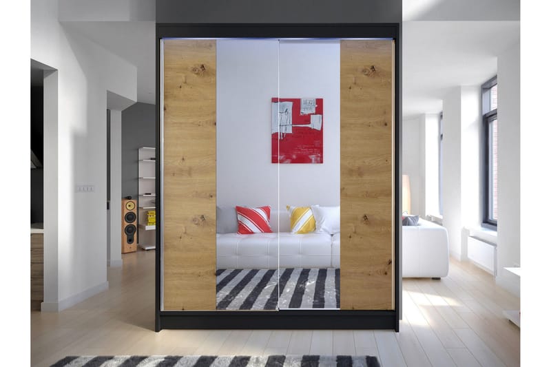 Pickering Vaatekaappi Peilillä 150x200 cm - Ruskea - Säilytys - Vaatesäilytys - Vaatekaappi