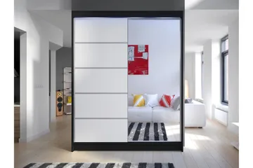 Pickering Vaatekaappi Peilillä 150x200 cm - Mustavalkoinen - Säilytys - Vaatesäilytys - Vaatekaappi