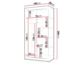 Piedras-vaatekaappi peilillä 100x200 cm - Ruskea - Säilytys - Vaatesäilytys - Vaatekaappi