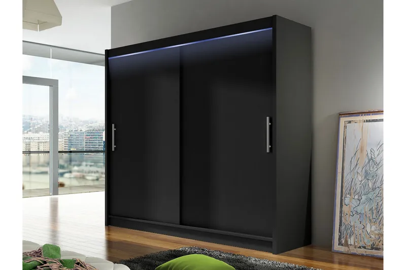 Prag Vaatekaappi 180x215 cm - Musta - Säilytys - Vaatesäilytys - Vaatekaappi