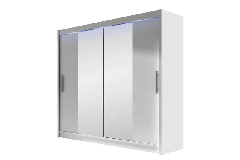 Prag Vaatekaappi Peilillä 180x215 cm - Valkoinen - Säilytys - Vaatesäilytys - Vaatekaappi